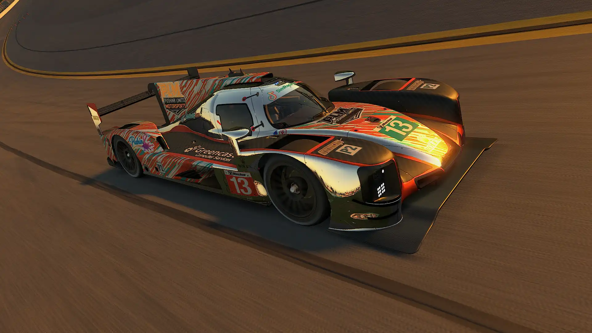 Custom iRacing livery for McLaren 720S GT3 — teal gradient with white racing stripes